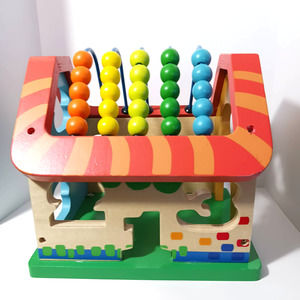 Jumini Wooden Activity House Helps Build Hand-Eye Co "Missing Numbrs & Puzzles"